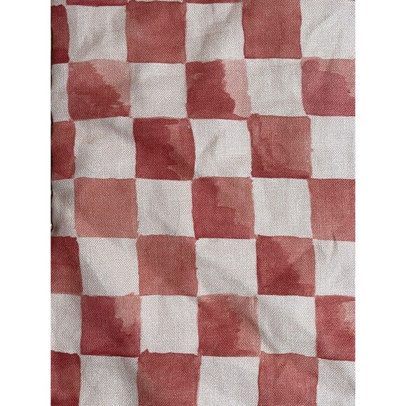 Shannon Retseck Studio Peach Checkered French Linen Christmas Stocking New - Picture 3 of 5